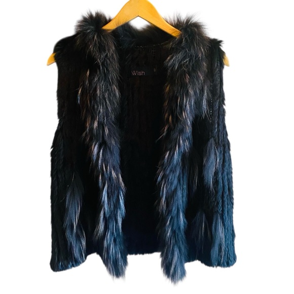Wish Atlanta Rabbit Fur Vest Black Size S